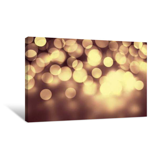 *CLEARANCE* Gold Bokeh Christmas Background. Festive Lights Dark Golden - Canvas Wrap